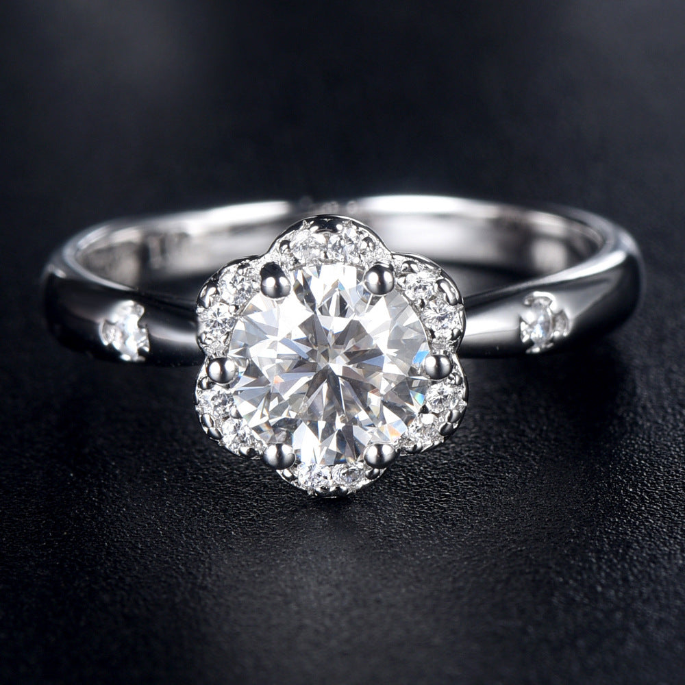 Wholesale  Silver 925 Sterling Silver Mosan Diamond Ring