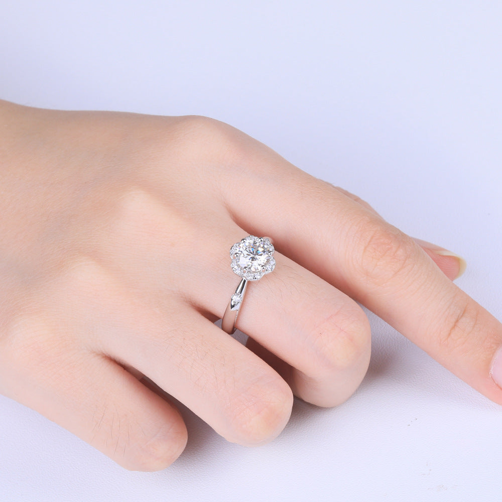 Wholesale  Silver 925 Sterling Silver Mosan Diamond Ring