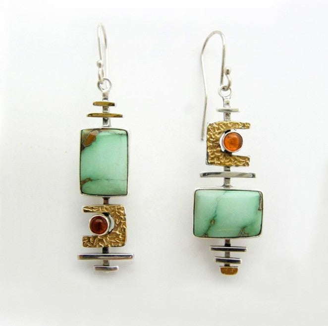 Wholesale Retro Turquoise Earrings Alloy Electroplated Fashion Jewelry for Party Gift