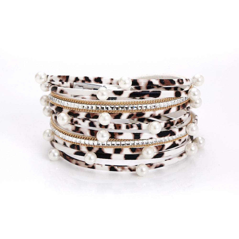 Wholesale Pearl Pu Leather Bracelet for Women with Pearl Bracelet ACC-BT-Hongx010