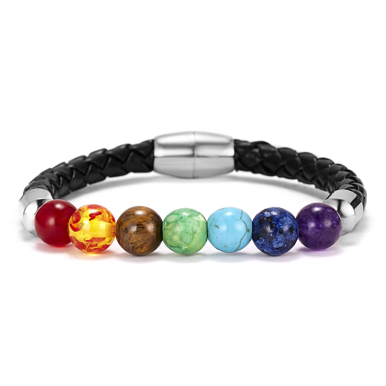 Wholesale Rainbow Magnetic Clasp Volcanic Stone Beaded Bracelet - Unisex Fashion Accessory for Gift or Resale