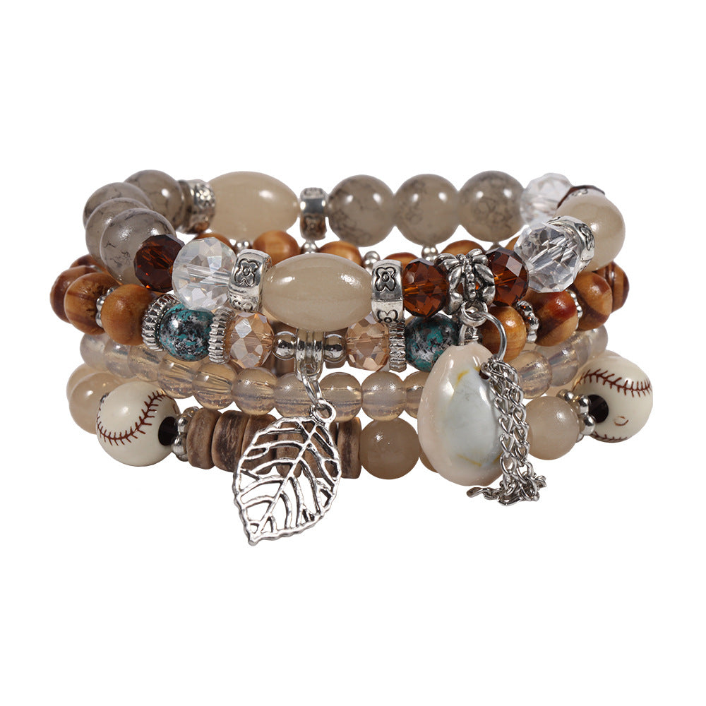 Wholesale Colorful Rhombus Beaded Leaf Bracelet Beaded Bracelets ACC-BT-XinY006