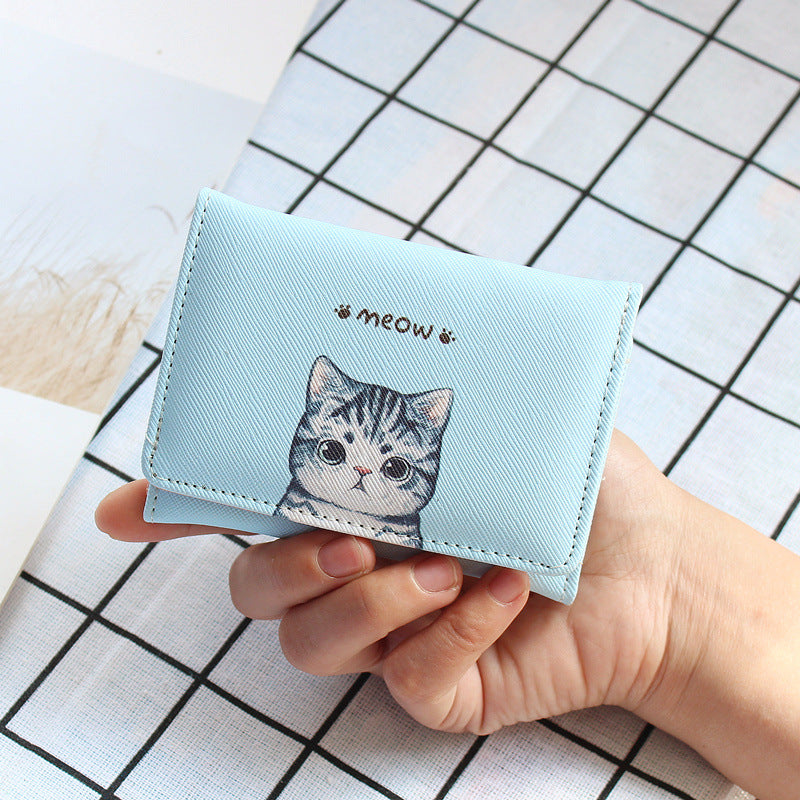 Wholesale Multi-card Slot Cute Cat Short Pu Wallet ACC-WT-Weiw006