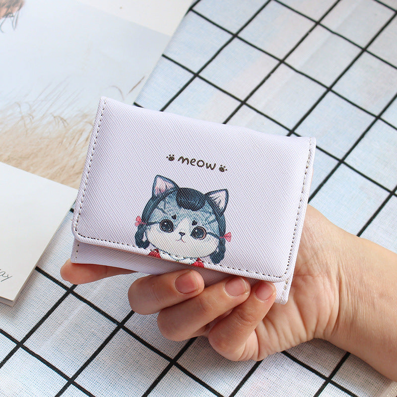 Wholesale Multi-card Slot Cute Cat Short Pu Wallet ACC-WT-Weiw006