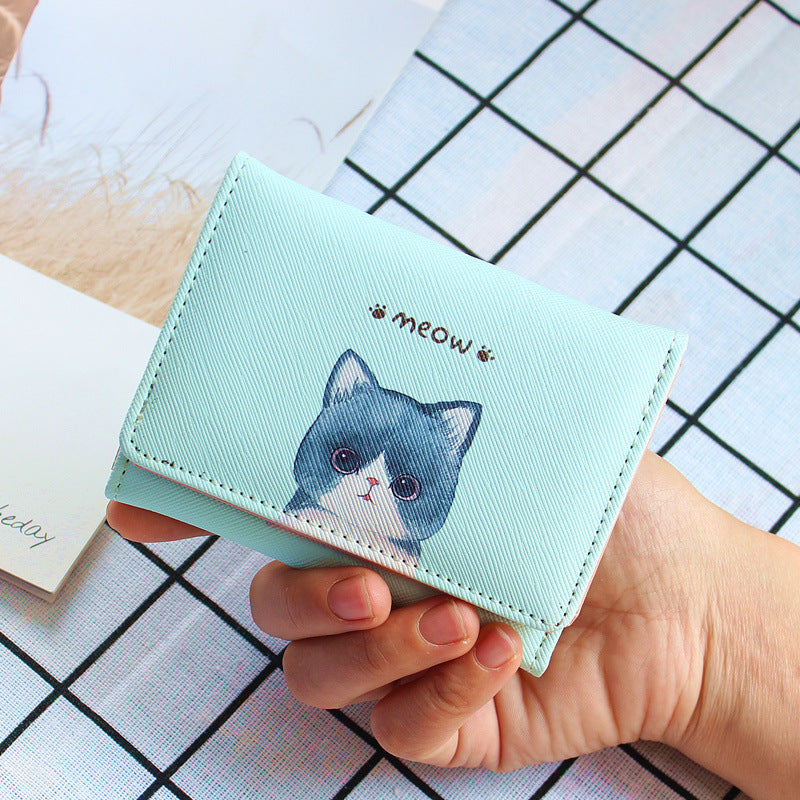 Wholesale Multi-card Slot Cute Cat Short Pu Wallet ACC-WT-Weiw006