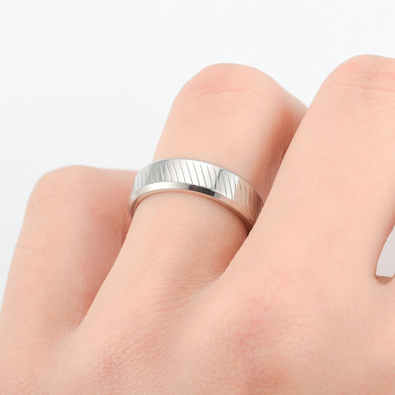 Wholesale  Wave Pattern Stainless Steel Couple Ring