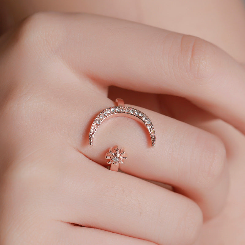 Wholesale Ethnic Star Moon Crescent Open Ring Trendy Women S Fashion Jewelry Accessory Boutique Resale Gift