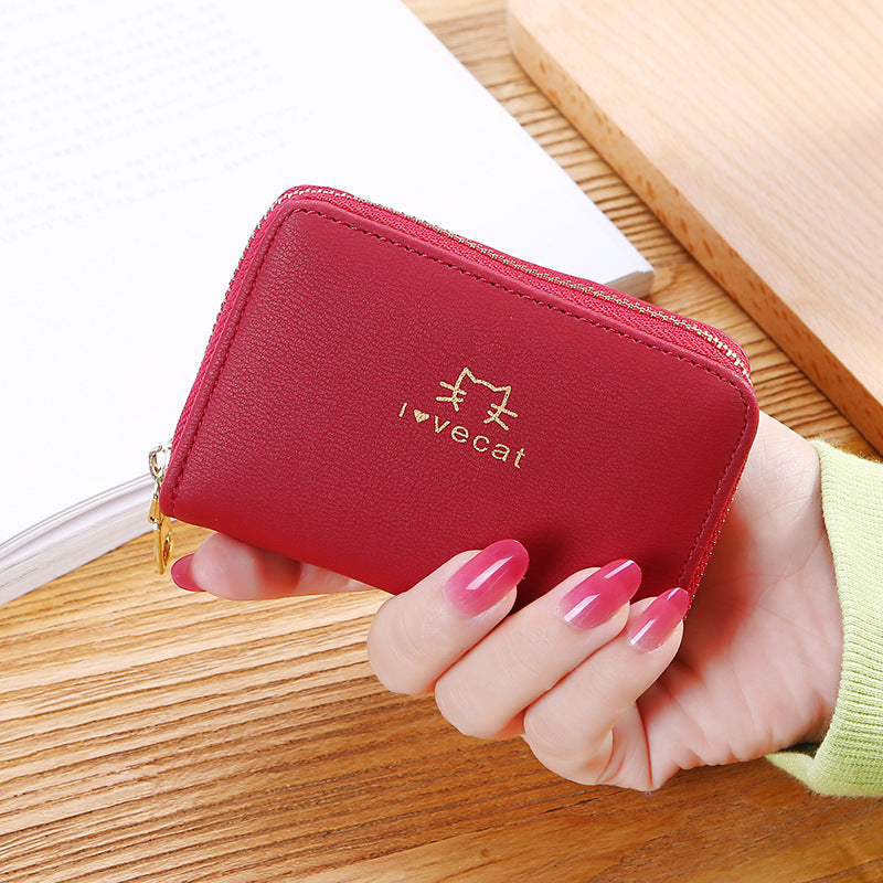 Wholesale Red PU Cartoon Cat Card Holder Cute Accordion Credit Card Case Fashion Accessory For Women Everyday Use Boutique Resale