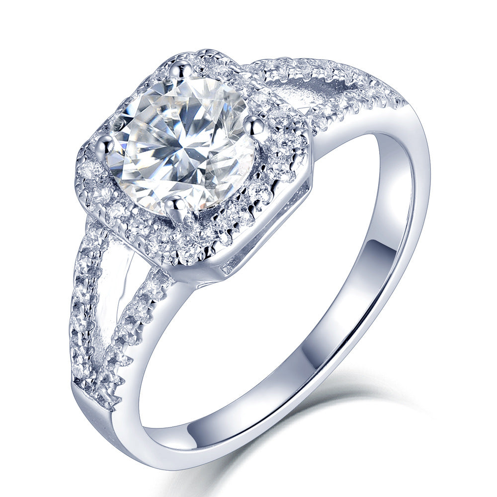 Wholesale  moissanite S925 sterling silver inlaid  diamond ring