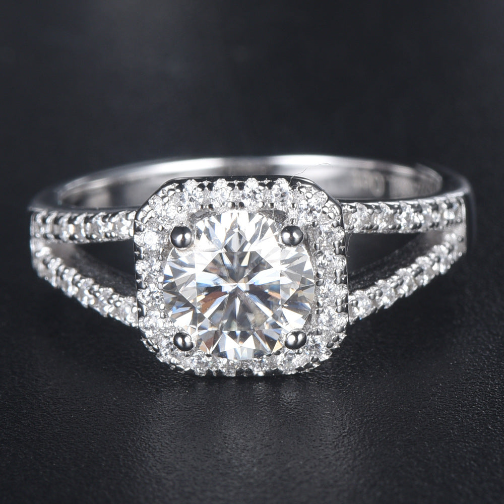 Wholesale  moissanite S925 sterling silver inlaid  diamond ring