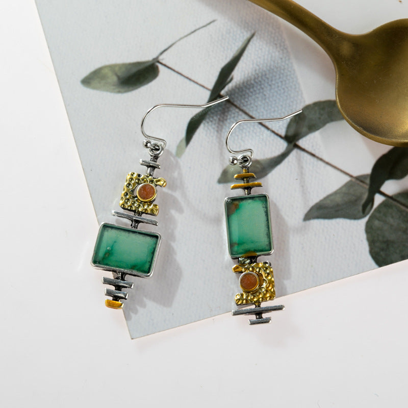 Wholesale Retro Turquoise Earrings Alloy Electroplated Fashion Jewelry for Party Gift