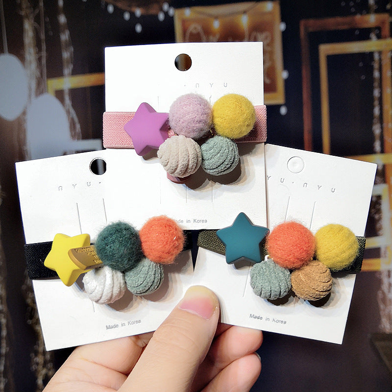 Wholesale Hair Rope Cute Five-pointed Star Colorful Ball Head Rope Hair Scrunchies ACC-HS-Qianq002
