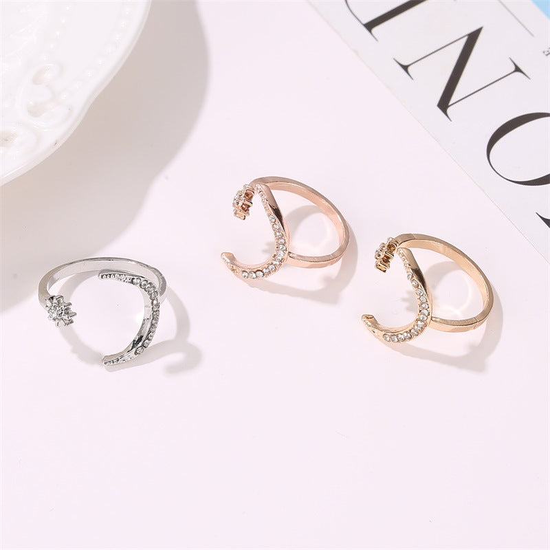 Wholesale Ethnic Star Moon Crescent Open Ring Trendy Women S Fashion Jewelry Accessory Boutique Resale Gift