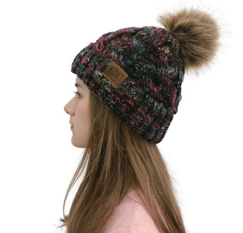 Wholesale Colorful Twisted Pom Pom Knitted Hat ACC-HT-Xiongk002