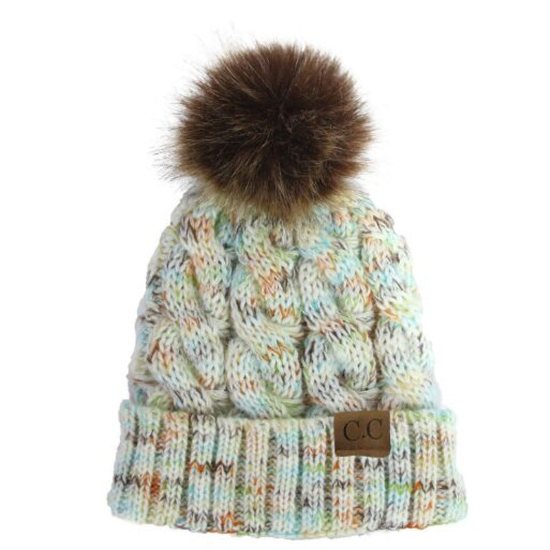 Wholesale Colorful Twisted Pom Pom Knitted Hat ACC-HT-Xiongk002