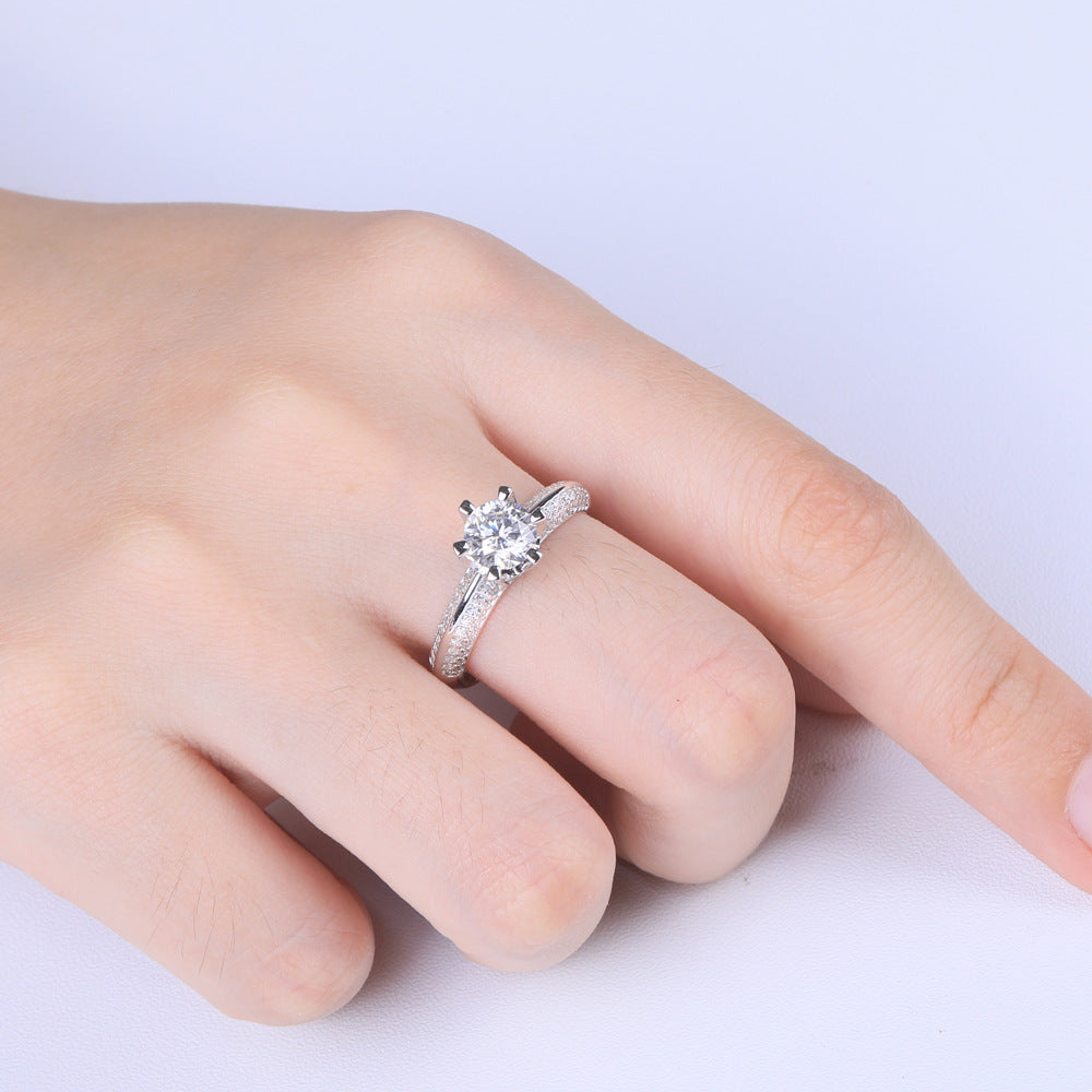 Wholesale s925 Silver ring Six-claw Diamond ring
