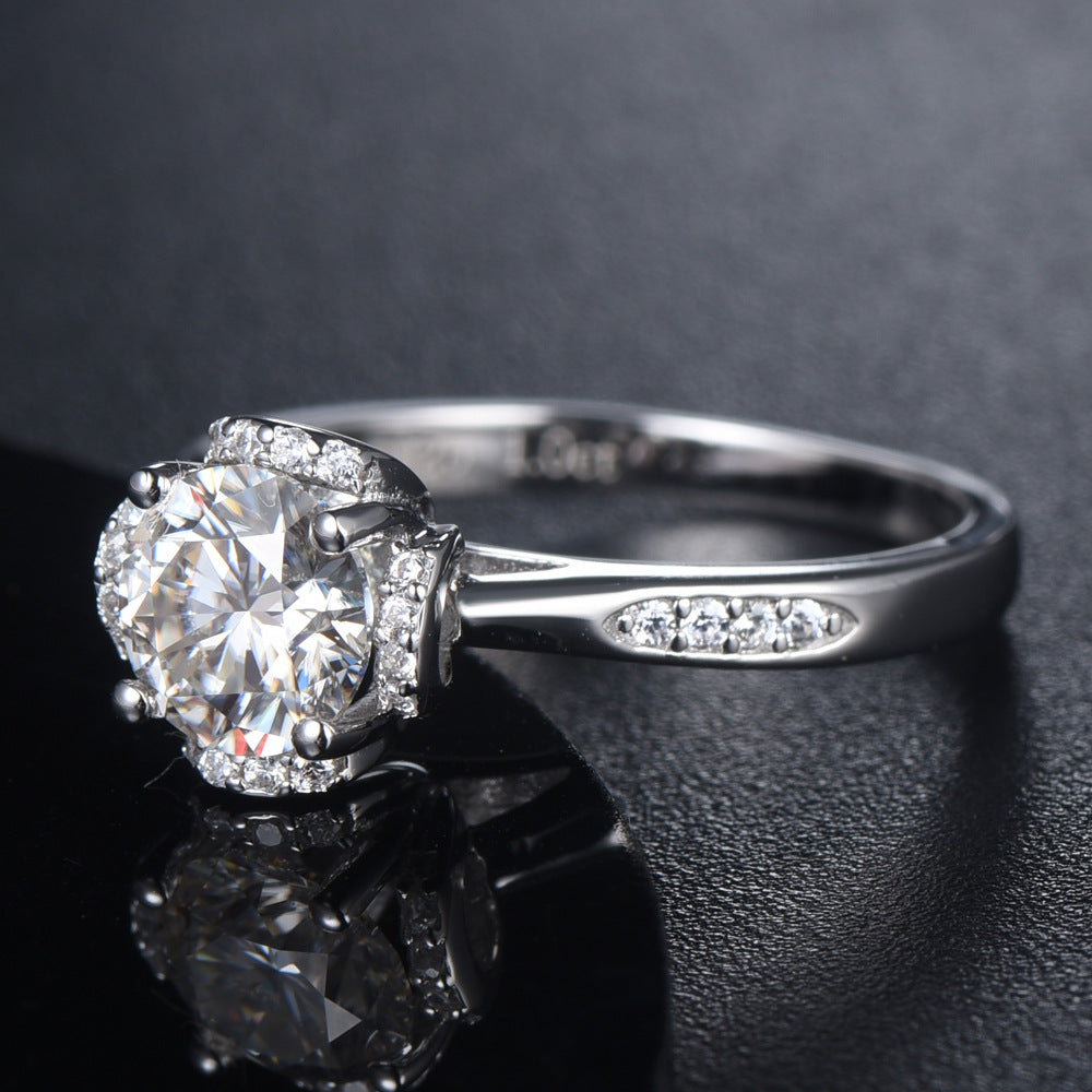 Wholesale  s925 sterling silver ring  flower  diamond ring