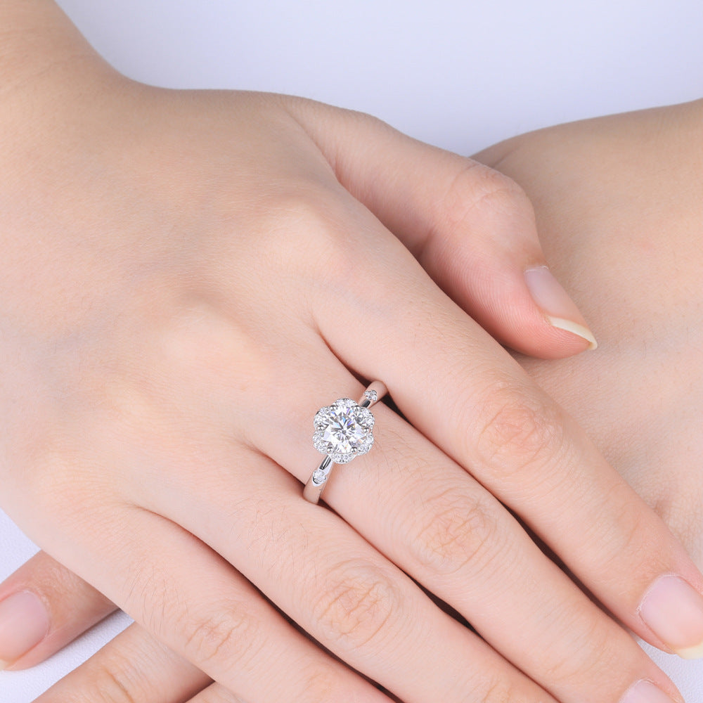 Wholesale  Silver 925 Sterling Silver Mosan Diamond Ring