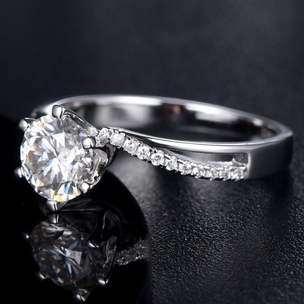 Wholesale  s925 sterling silver ring  1 karat moissanite twist arm diamond ring