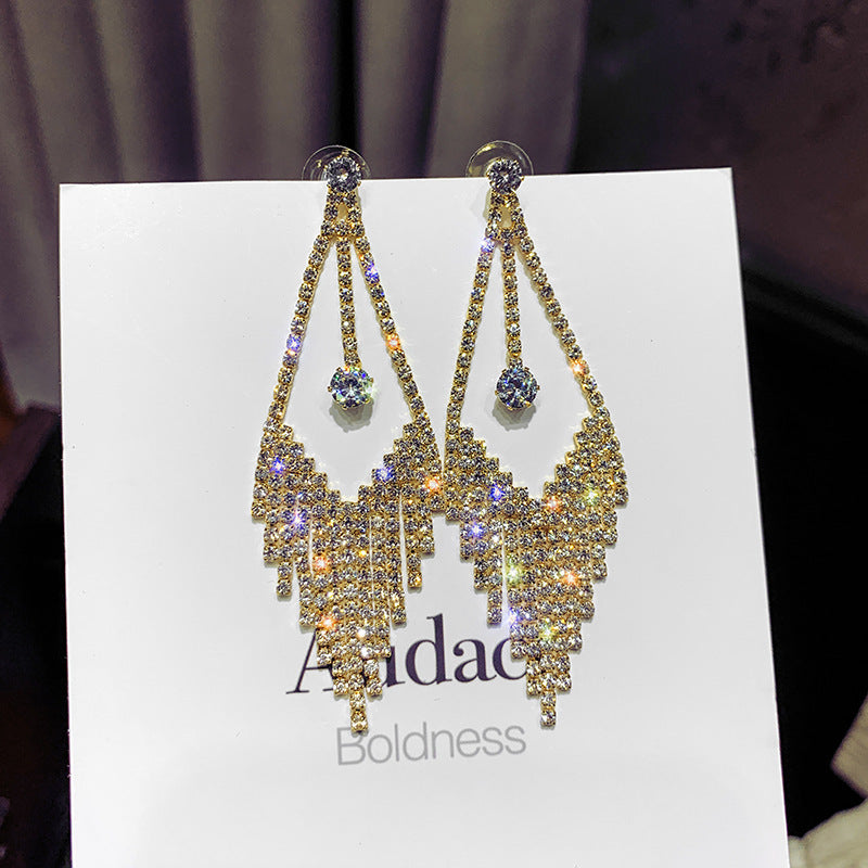 Wholesale Full Diamond Tassel Earrings Long Earrings Statemente Earrings ACC-ES-Yinhe002