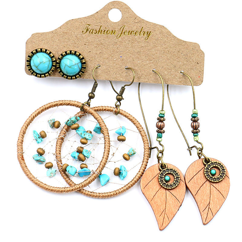 Wholesale Retro Irregular Tassel Earrings Set 3 Piece Alloy Fashion Jewelry for Boutique Resale