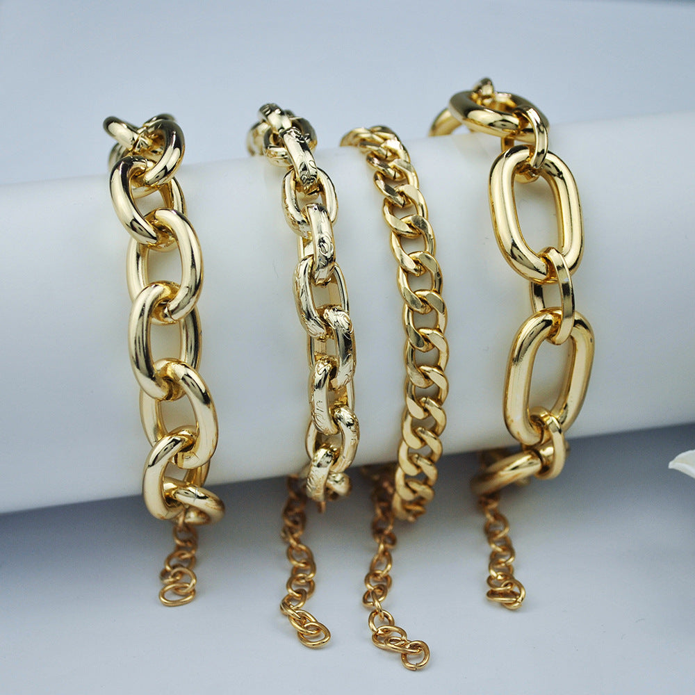 Wholesale  European American Style Alloy Thick Bracelet Gold Fashion Accessory Gift