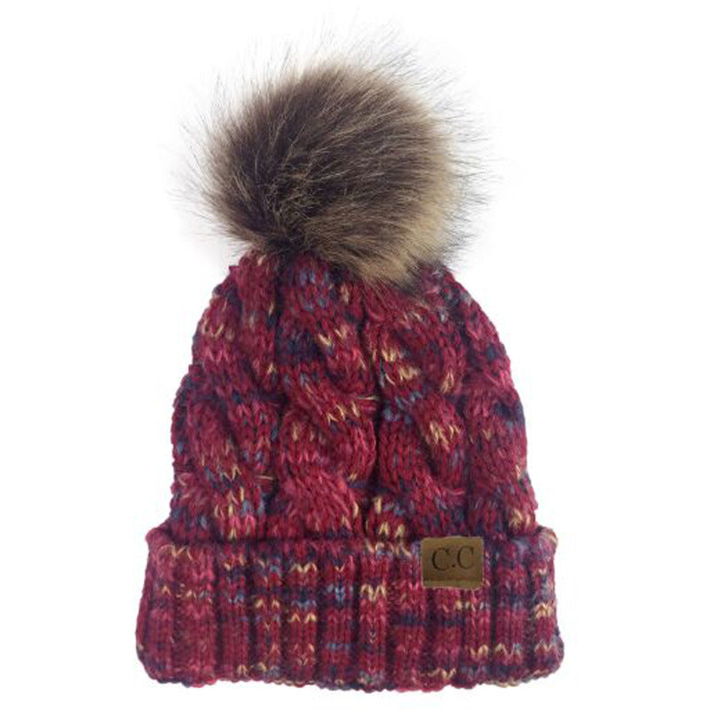 Wholesale Colorful Twisted Pom Pom Knitted Hat ACC-HT-Xiongk002