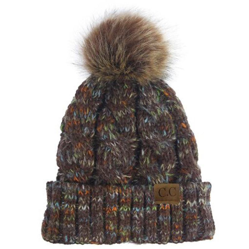 Wholesale Colorful Twisted Pom Pom Knitted Hat ACC-HT-Xiongk002