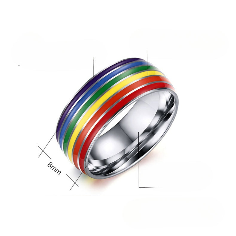 Wholesale Six Colors Rainbow LGBT Gay Titanium Steel Stainless Steel Ring ACC-RS-Guangg001