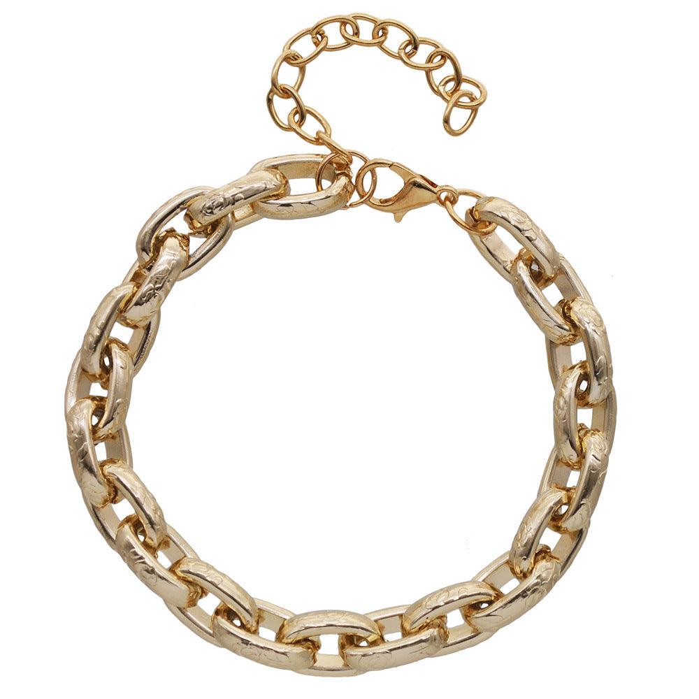 Wholesale  European American Style Alloy Thick Bracelet Gold Fashion Accessory Gift