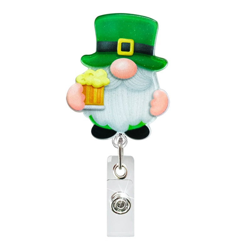 Wholesale Irish Festival Acrylic Gnome Rotating Doctor Nurse Retractable Keychain ACC-KC-QiDing027