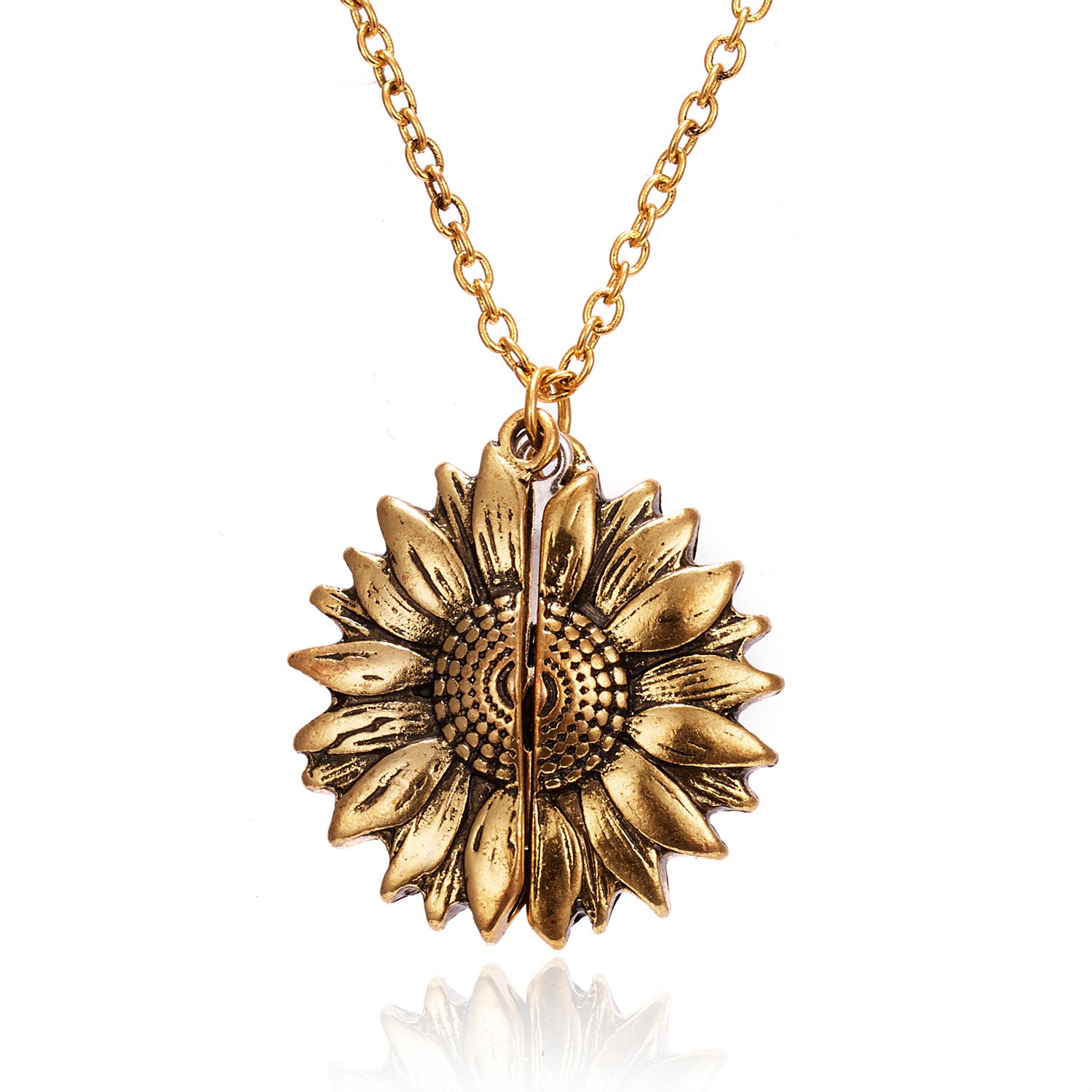 Wholesale You Are My Sunshine Sunflower Openable Engraving Pendant Necklace Choker Necklace ACC-NE-Gangm004