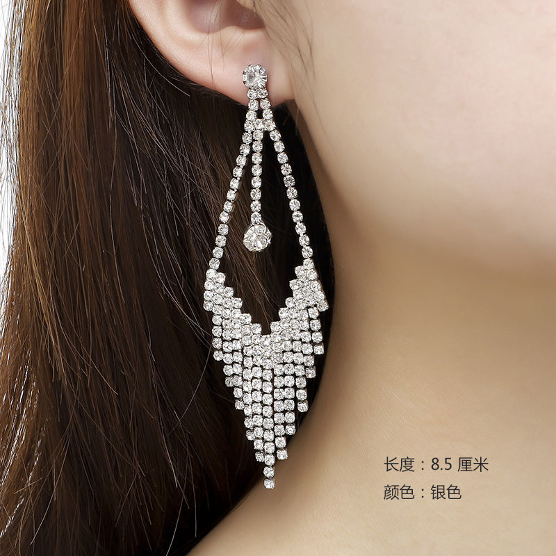 Wholesale Full Diamond Tassel Earrings Long Earrings Statemente Earrings ACC-ES-Yinhe002