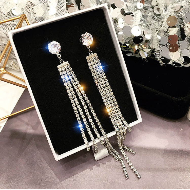 Wholesale Full Diamond Tassel Earrings Long Earrings Statemente Earrings ACC-ES-Yinhe002