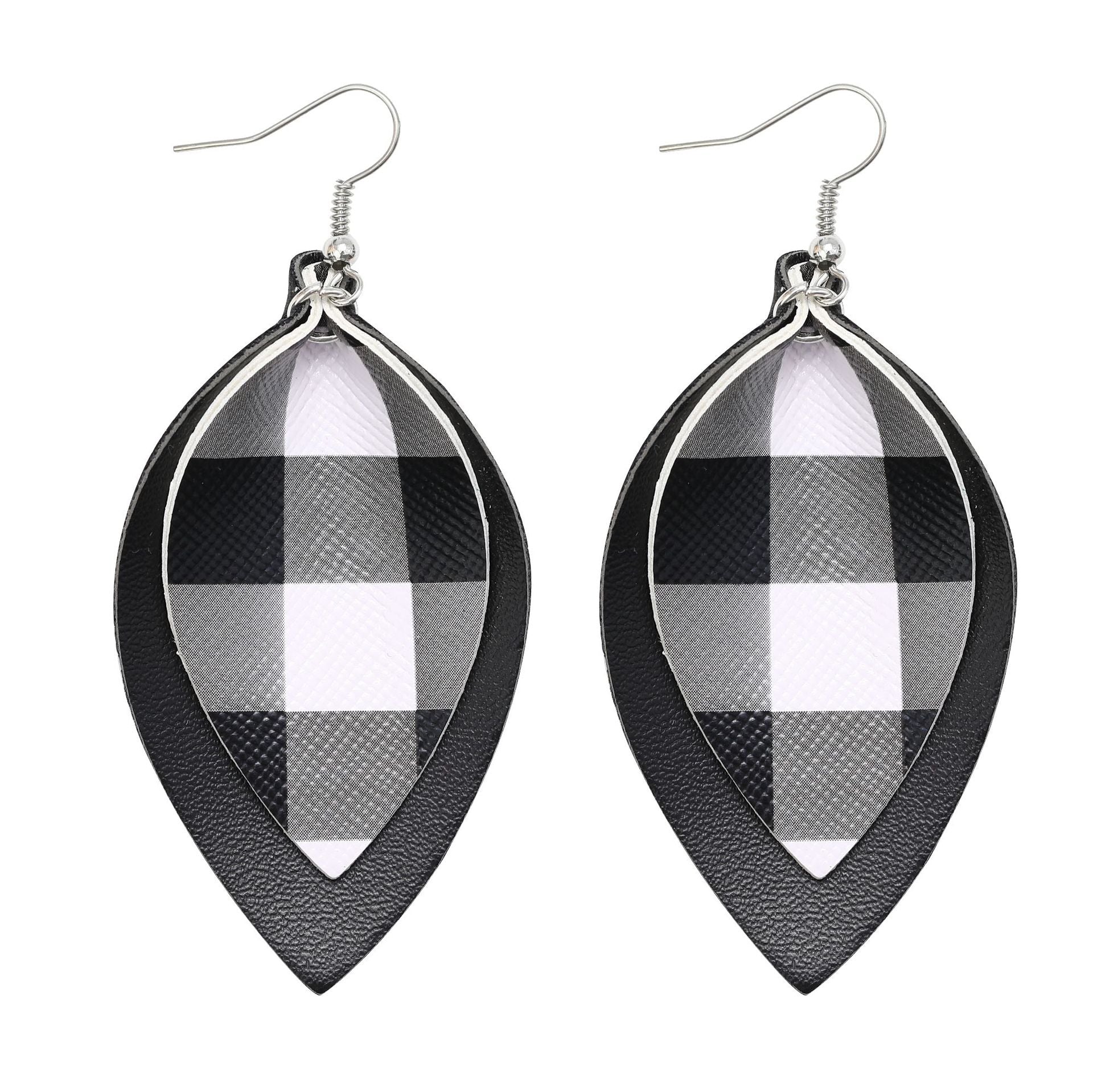 Wholesale Multi-layer Christmas Snowman Leaf Lattice Leather Earrings ACC-ES-LuoKun002