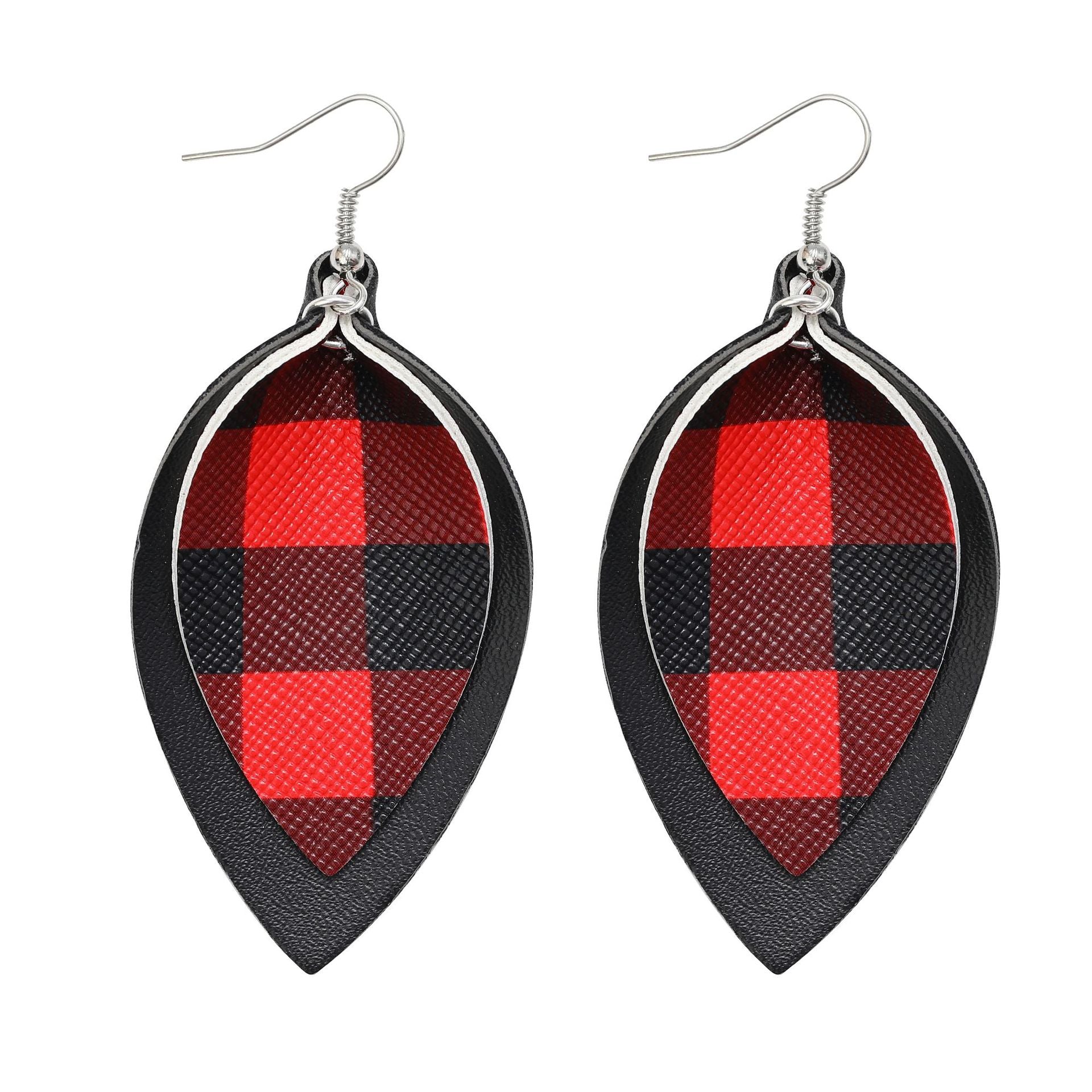 Wholesale Multi-layer Christmas Snowman Leaf Lattice Leather Earrings ACC-ES-LuoKun002