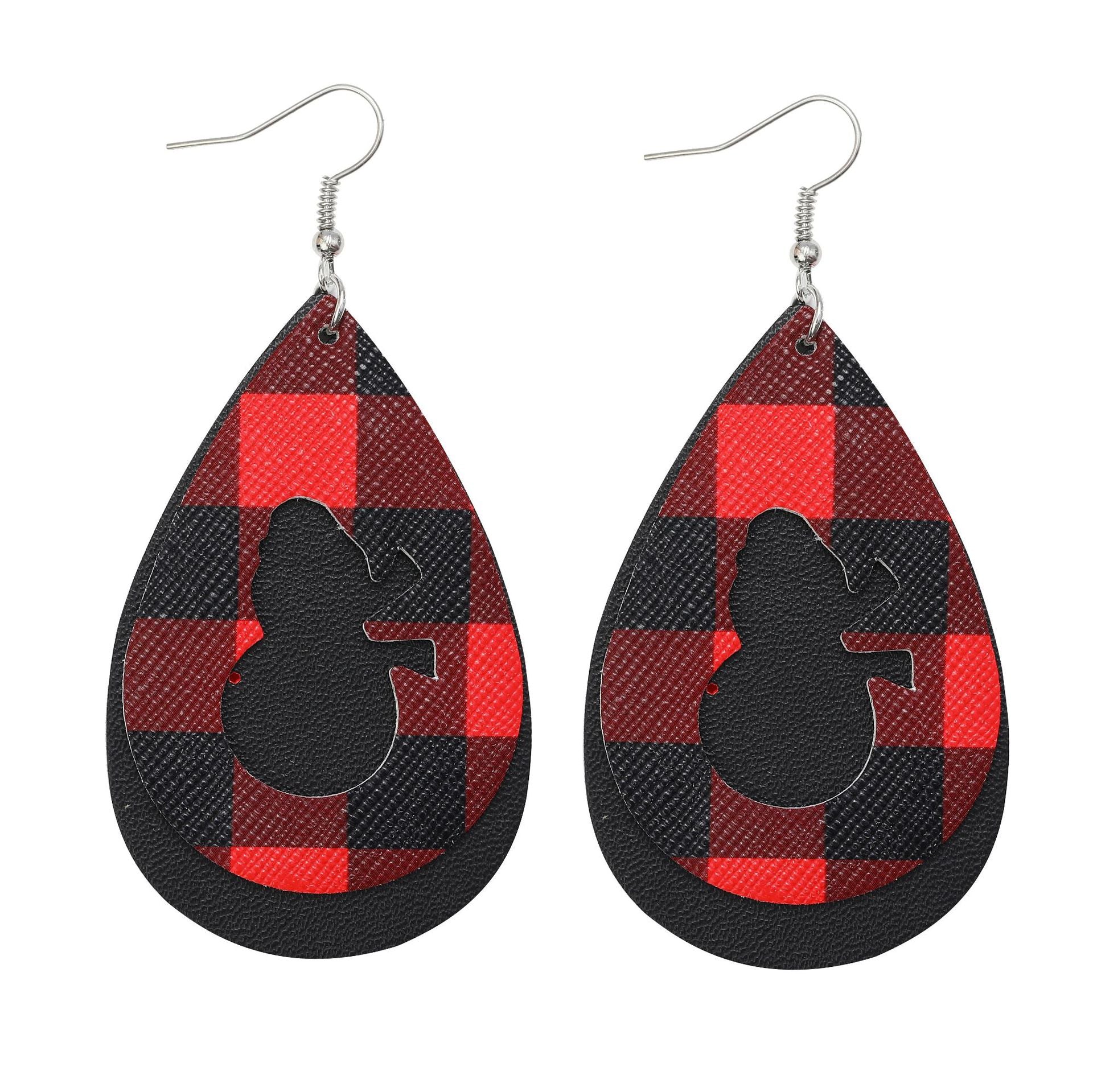 Wholesale Multi-layer Christmas Snowman Leaf Lattice Leather Earrings ACC-ES-LuoKun002