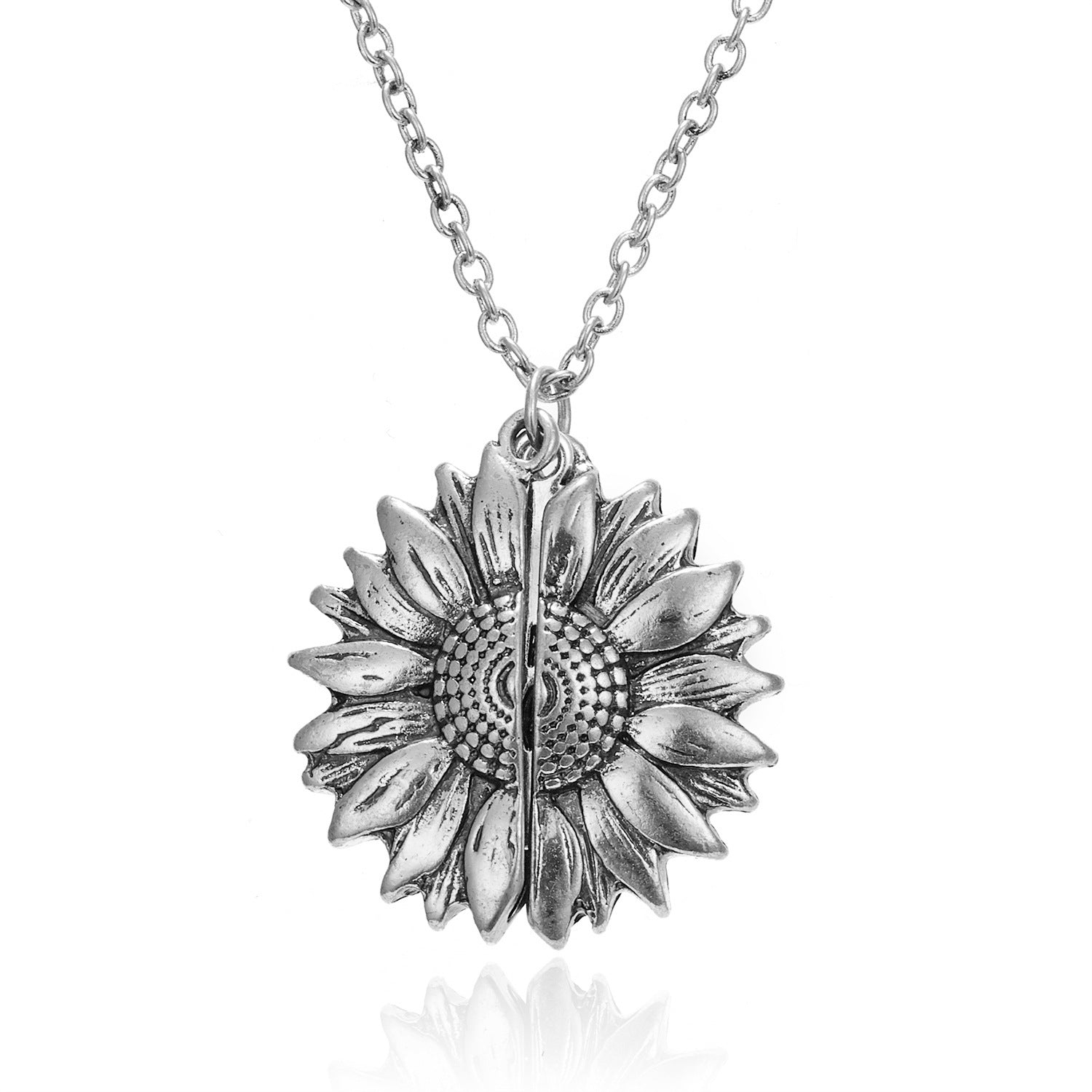 Wholesale You Are My Sunshine Sunflower Openable Engraving Pendant Necklace Choker Necklace ACC-NE-Gangm004