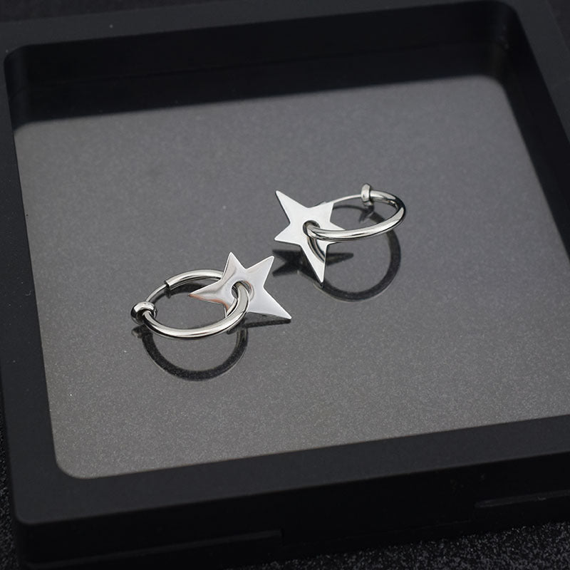 Wholesale Stainless steel five-pointed star earrings