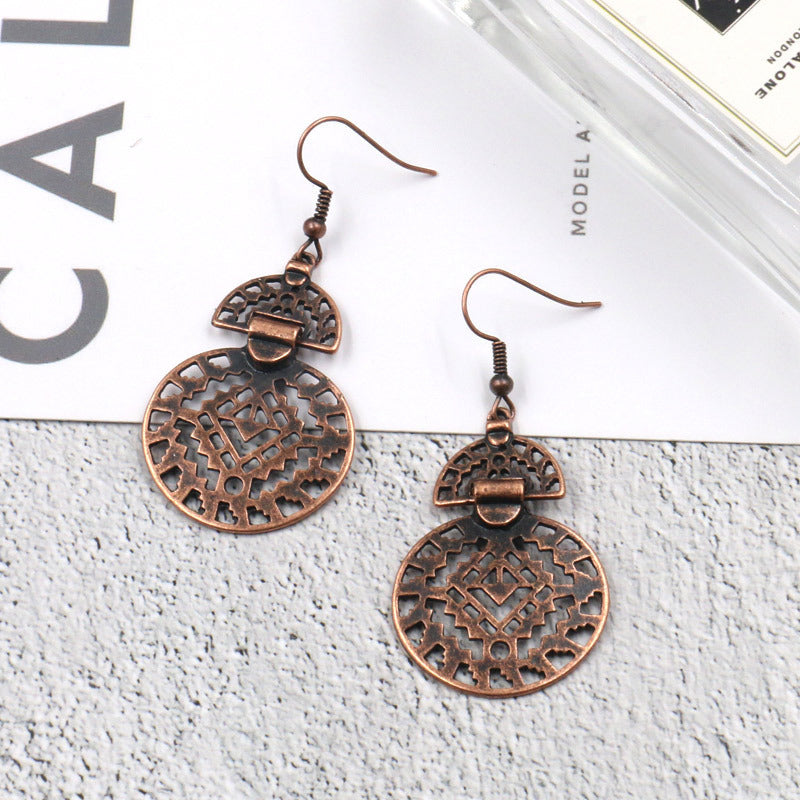 Wholesale Retro Ethnic Earrings Set Alloy Geometric Turquoise Tassel Trendy Party Accessory Gift