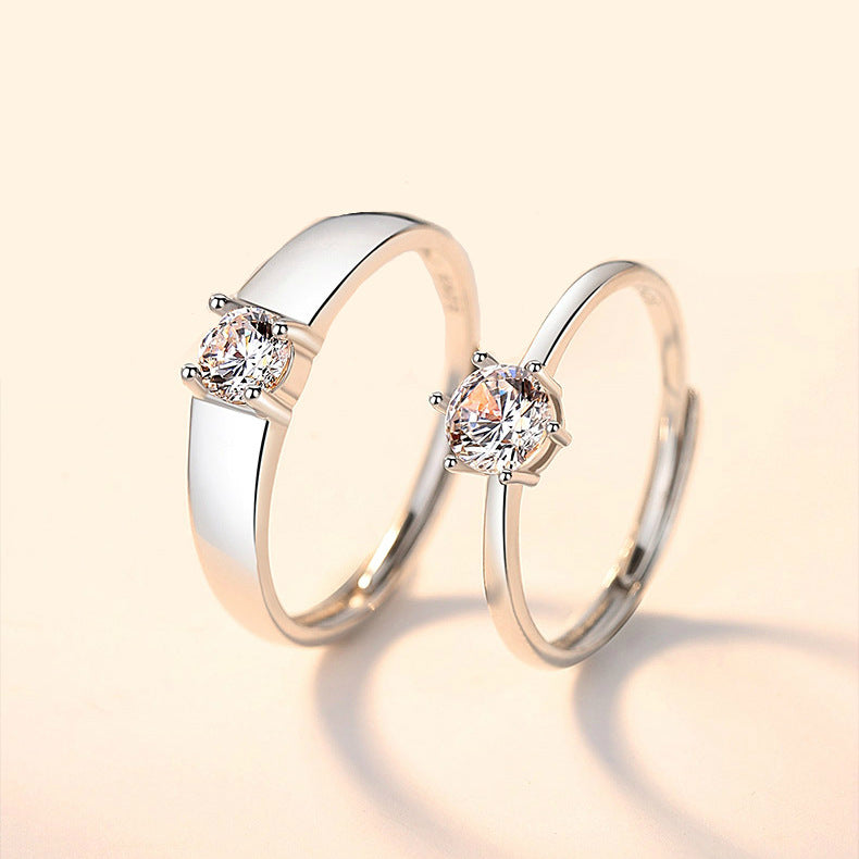 Wholesale s925 silver couple ring open mouth pair ring