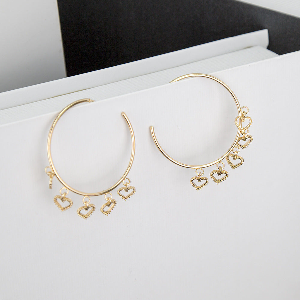 Wholesale big circle tassel heart exaggerated earrings