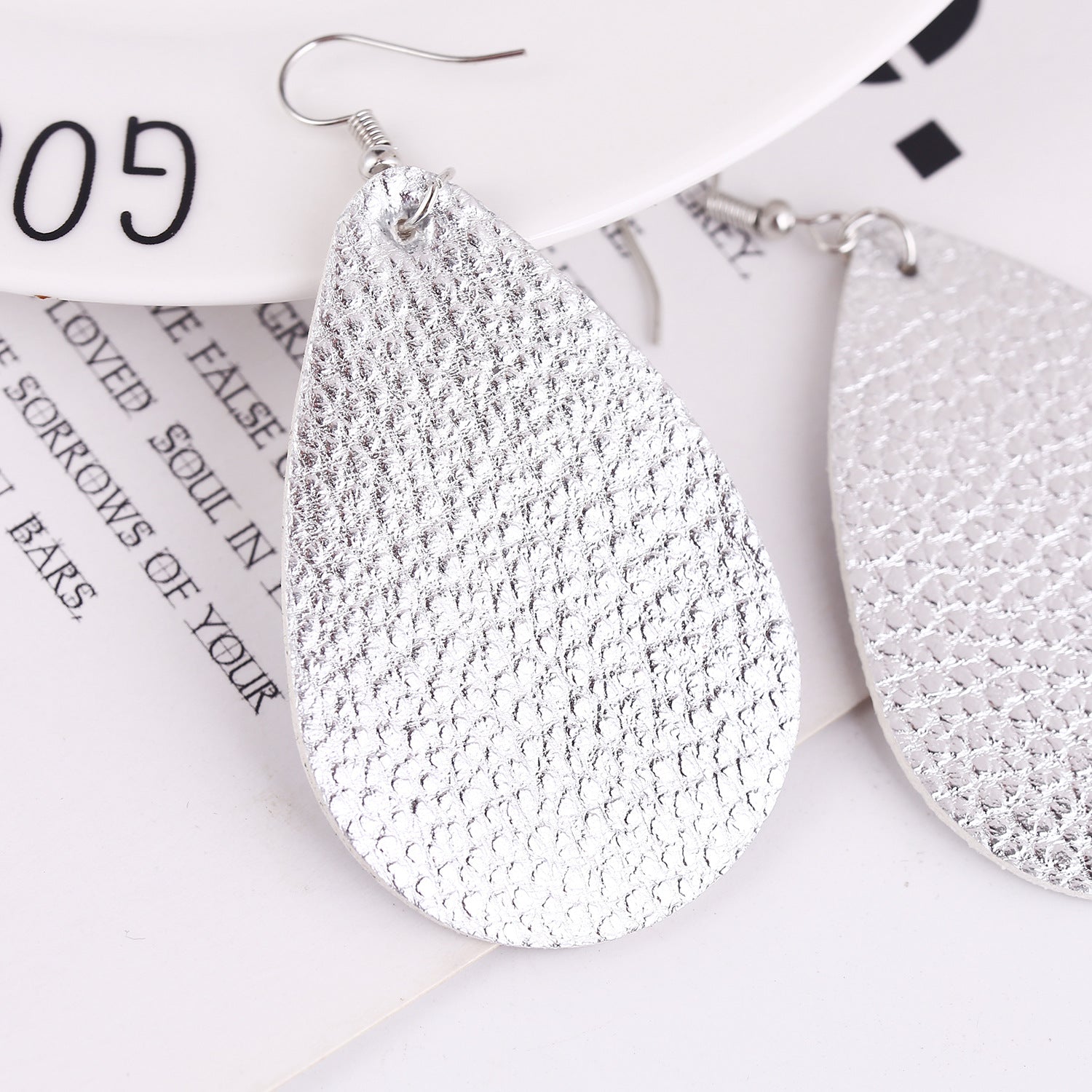 Wholesale  Double-layer Teardrop-shaped PU Leather Earrings suit American Flag Independence Day Earrings