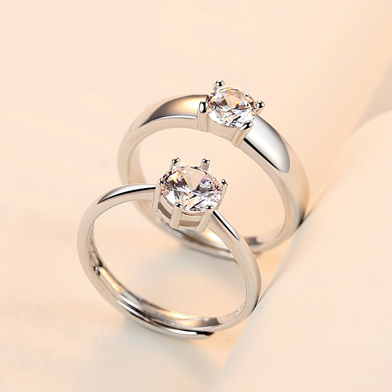 Wholesale s925 silver couple ring open mouth pair ring