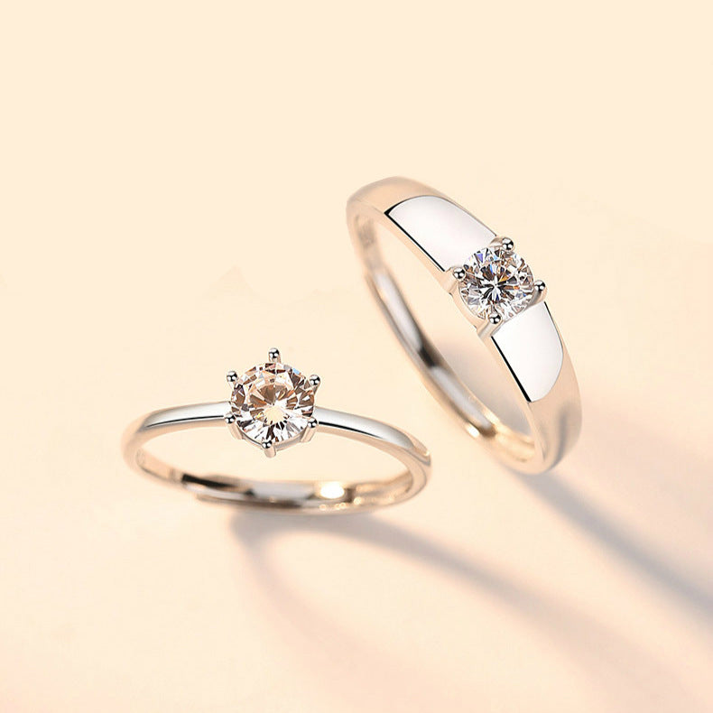 Wholesale s925 silver couple ring open mouth pair ring