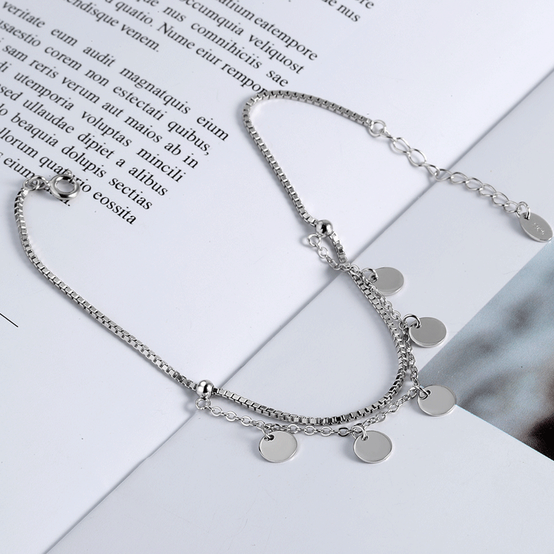 Wholesale  S925 Sterling Silver Anklet  Creative Distinctive Foot Decoration Tassel Double-Layer Anklet