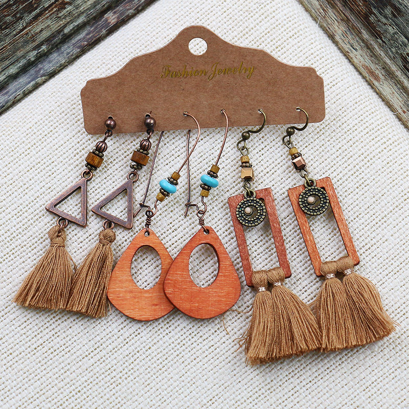 Wholesale Ethnic Bohemian Tassel Earrings Set ACC-ES-HanH016