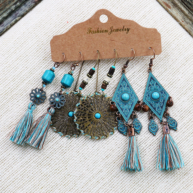 Wholesale Ethnic Bohemian Tassel Earrings Set ACC-ES-HanH016
