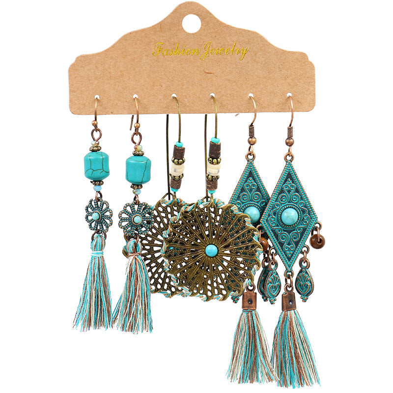 Wholesale Ethnic Bohemian Tassel Earrings Set ACC-ES-HanH016