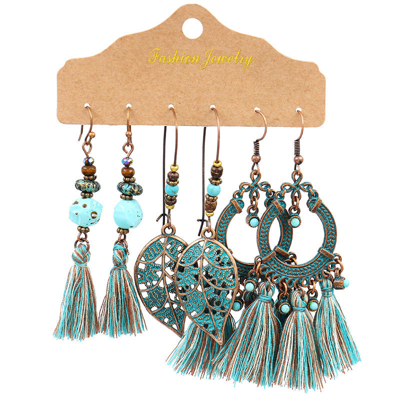 Wholesale Ethnic Bohemian Tassel Earrings Set ACC-ES-HanH016
